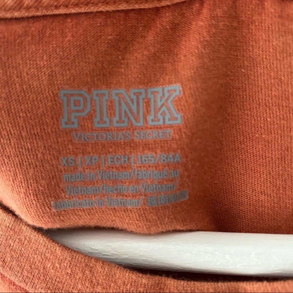 PINK Victoria's Secret Oversized Tee Shirt Orange Sz XS - Picture 5 of 10